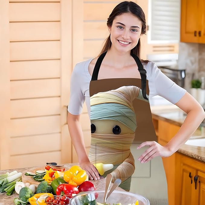 Funny Cat Apron with 2 Pockets Waterproof for Men Women Kitchen Garden Decor