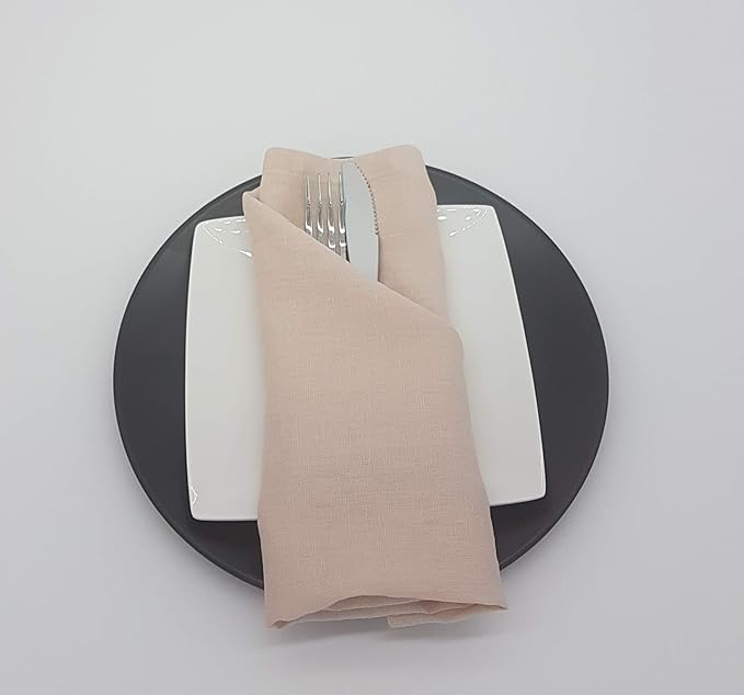 Marc Oliver Linen Cloth Napkins Pink. Set of 4, 20" x 20", Handsewn Hem with Mitered Corners. Soft Washed, Reusable Pure Linen Cloth Napkin for Dinner Table, Kitchen, Wedding, Restaurant