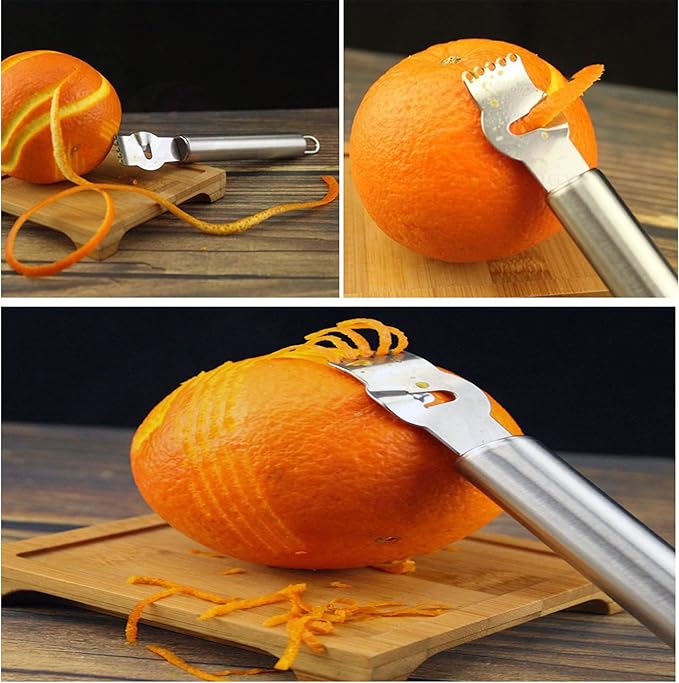 2 Pack Stainless Steel Lemon Zester Grater with Hole Citrus Orange Peeling Tool Fruit Peelers With Specially Designed Channel Knife and Hanging Loop Kitchen Fruit Peeler Tool for Kitchen & Bar
