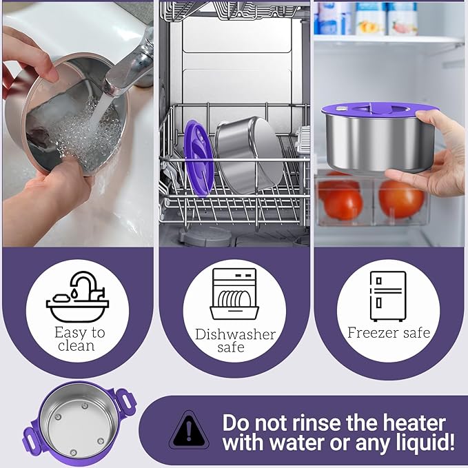 Electric Lunch Box, 33OZ Portable Food Warmer | 100W Rapid Heating & Leak-Proof 304 Stainless Steel | 3-in-1(Car 12V/24V & Home 110V) | Perfect for Work/Travel,On-the-Go,Ideal Gift for Men & Women