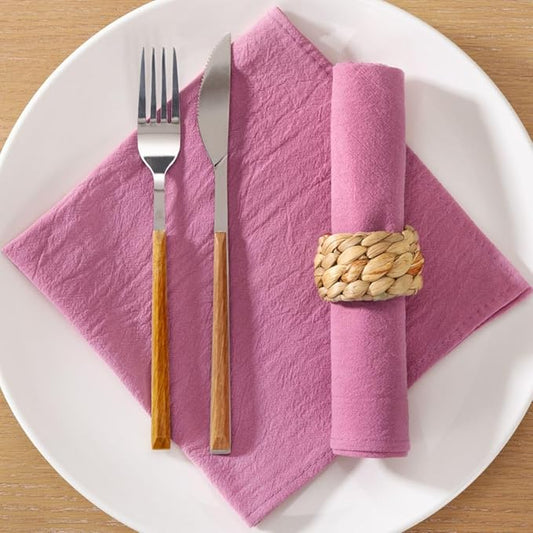 MLMC 4 Pack Mauve Pink Cloth Napkins Rustic Washable Cotton Linen Napkins Set of 4 17"x17" Reusable Dinner Napkins Cloth for Spring Easter Wedding Baby Shower Birthday Party Everyday Use