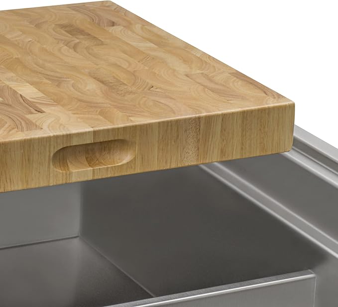 Ruvati 17 x 16 x 2 inch thick End-Grain French Oak Butcher Block Solid Wood Large Cutting Board - RVA2445OAK