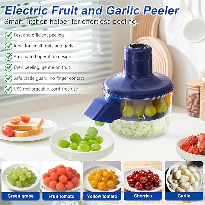 New Electric Garlic Peeler Machine, Electric Grape Peeling Machine, Automatic Peeler Skin Remover Tool for Garlic, Cherry Tomatoes, and Small Fruits