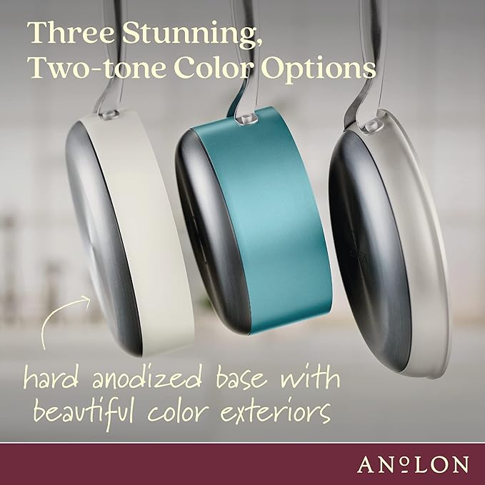 Anolon Achieve Hard Anodized Nonstick Sauté Pan with Lid, 3 Quart - Cream