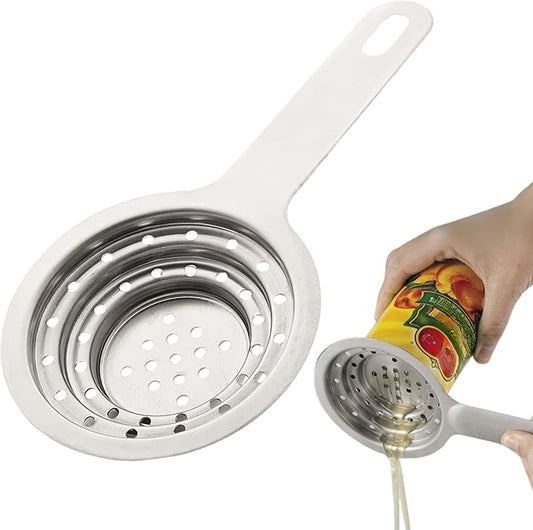 Universal Can Colander Stainless Steel – Small Multipurpose Food Grade for Large and Small Cans Vegetable Fruit Tuna Stainless Steel Strainer with Handle
