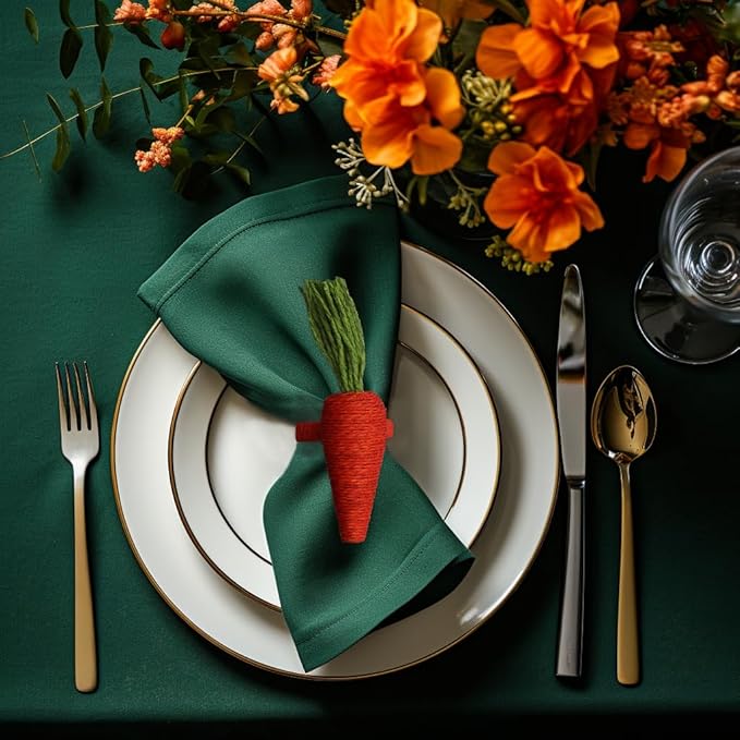 COTTON CRAFT Easter Napkin Rings - Set of 8 Carrot-Shaped Napkin Rings - Seagrass and Metal Napkin Ring - Easter Napkin Holder - Spring Summer Party - Unique Gift - Table Décor - Orange Green