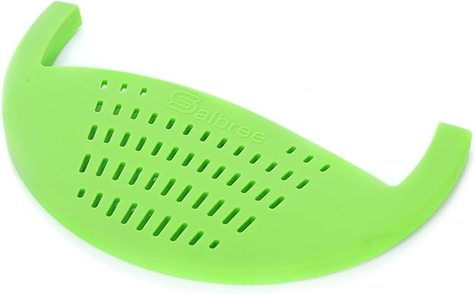 Salbree Silicone Snap Strainer fits the 6qt Instant Pot and Snaps to the 6 quart Instapot Pressure Cooker Inner Pan Small Mitts Set Included, for Straining Vegetable and Ground Beef Grease (green)