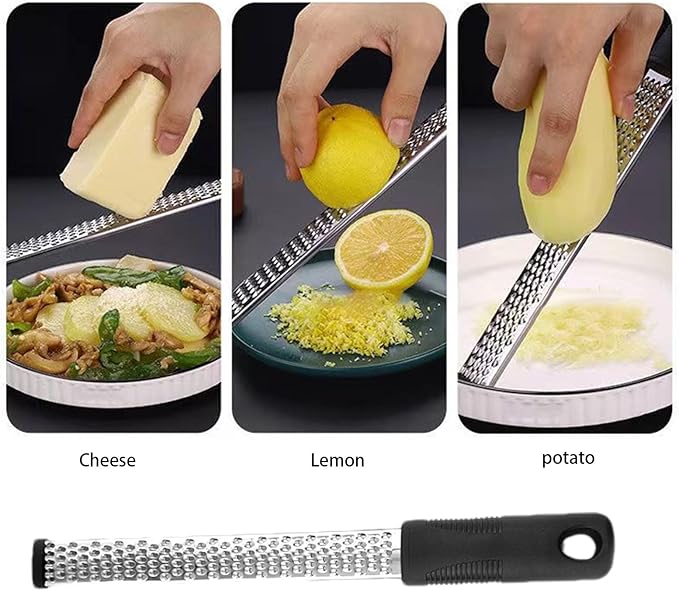 4-in-1 Graters, Lemon Zesters Grater, Stainless Steel Grater & Zesters, Heavy Duty For Cheese, Citrus, Chocolate, Ginger, Garlic, Non-Slip Handle, Easy Clean Kitchen Necessary