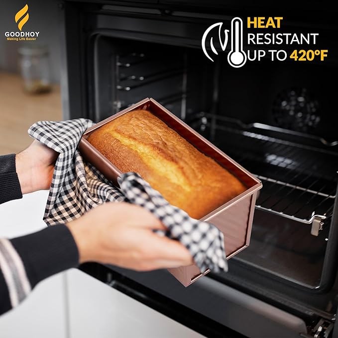 1lb+1lb set Nonstick Pullman Loaf Pan With Lid For Homemade Bread Carbon Steel Sandwich Bread Baking Mold With Sliding Lid Durable Toast Box For Square Loaf Shokupan Soft Milk Bread & Gift Box