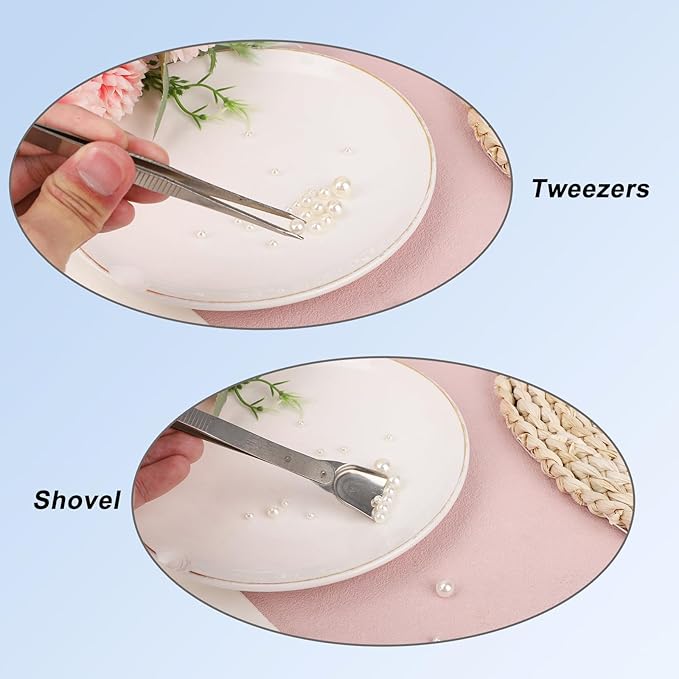 4pcs Cake Decorating Tools Set, Stainless Steel Sprinkle Pen Pearl Grabber & Tweezers with Shovel Head Professional Sprinkles Spoon Dragee Tools for Baking Cookies Cupcake Decoration