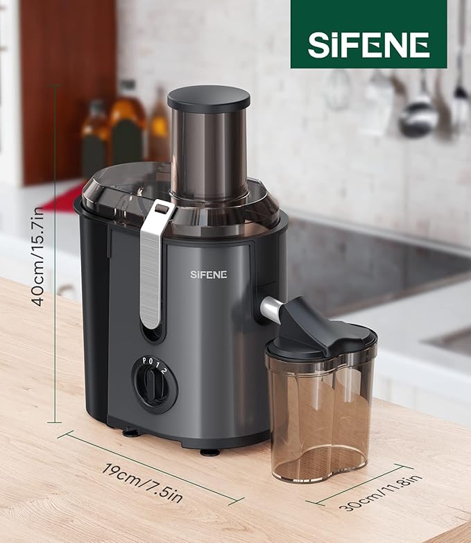 SIFENE Centrifugal Juicer Machine With 3.2 Inch Wide Mouth Chute And 1300W Peak Power Motor For Whole Fruits And Vegetables Compact Stainless Steel Juice Extractor With 3 Speed Control