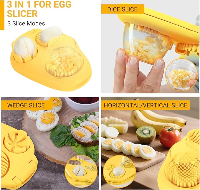 Egg Slicer and Grape Slicer for Fruit Salad, 4 Slicing Modes Slicer, Stainless Steel, Easy Tomato and Grape Slicing, for Grape, Egg, Strawberry,Cherry,Tomato,Send Goods From Local Warehouse