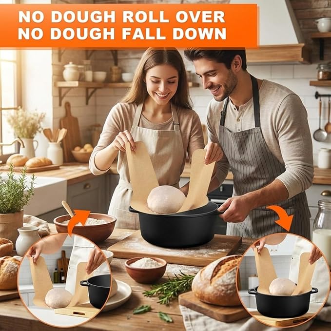 Marspark 150 Pcs Parchment Paper for Sourdough Baking, Bread Sling - Dutch Oven Liner, Pre-Cut Parchment Baking Supplies for Easy Dough Transfer (Round and Oval)