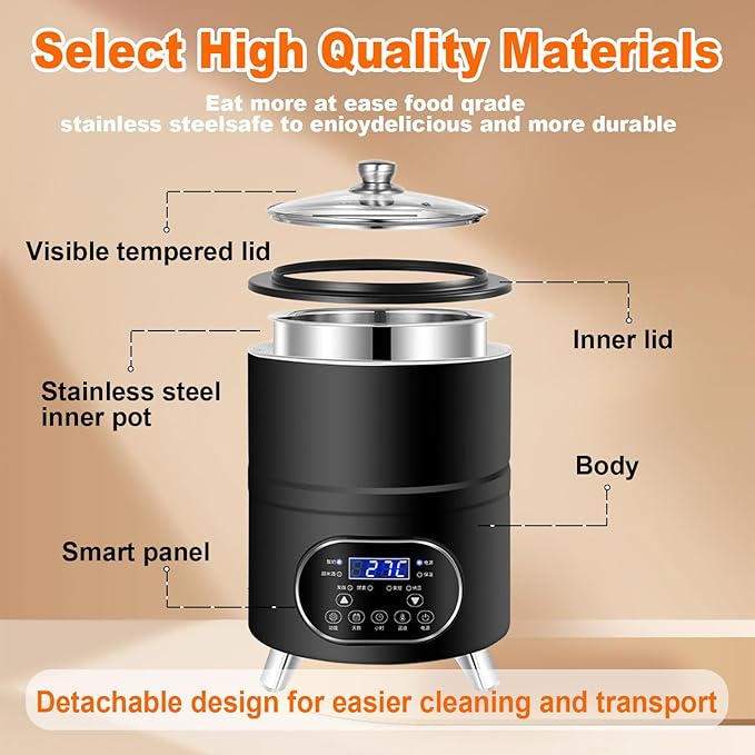 8L/12L Yogurt Maker Machine, Yogurt Maker with Time and Temperature Control, Commercial Yogurt Maker, Black Garlic Fermentation Machine, Sweet Rice Wine Maker for Home White-8L