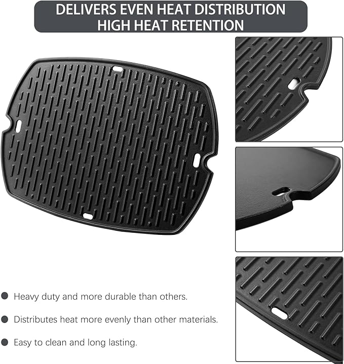 7583 Q2000 Griddle Full Size Grill Replacement Parts for Weber Q200 Q220 Q2200 Q2400 Q240 Flat Top Griddle Insert 396000 566002 54060001 53060001 396002 Accessories Cast Iron Reversible Plate