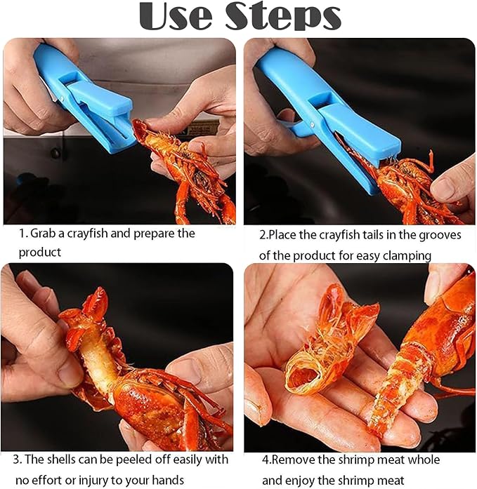 4PCS Crawfish Peeler, Crawfish Shucker,Crawfish Sheller Tool for Peeling Cooked Shrimp Tails,Universal Crayfish Shelling Device,Household Restaurant Easily Remove Kitchen Gadgets (Blue)