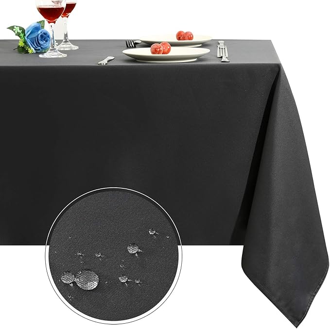 Obstal 210GSM Rectangle Table Cloth, Water Resistance Microfiber Tablecloth, Decorative Fabric Table Cover for Outdoor and Indoor Use (Grey,60 x 60 Inch)