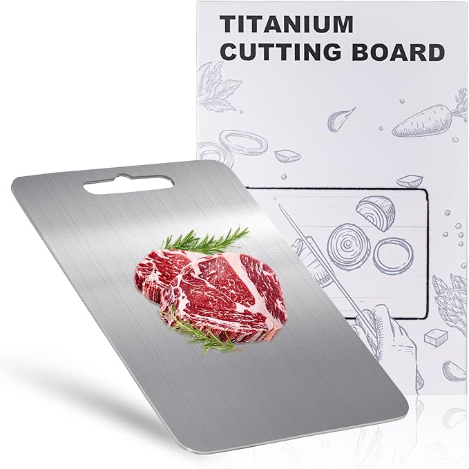 100% Titanium Cutting Board for Kitchen - Dishwasher Safe Chopping Boards with Handle, Reversible Charcuterie Board for Home Counter Outdoor Camping Housewarming Gifts for Women (13 x 9.1)