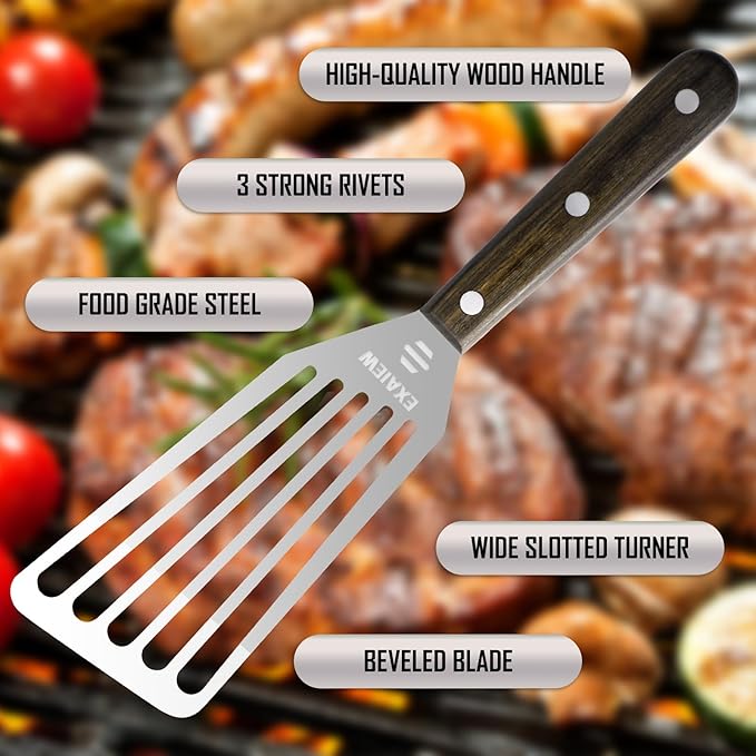 2 Pack Fish Spatula Stainless Steel，Flexible Metal Spatula Perfect for Flipping Eggs, Burgers and Baking, Durable Lightweight Kitchen Slotted Turner for Cooking & BBQ, Christmas gifts