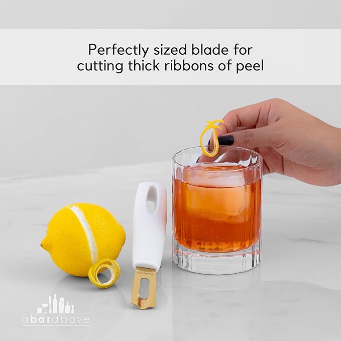 A Bar Above Premium Quality Channel Knife, Stainless Steel, White Handle, Garnish for Cocktail Mixers, Lemon Zester, and Fruit Peeler, Professional-Grade Bar Accessory, Durable Citrus Knife, Pack of 2