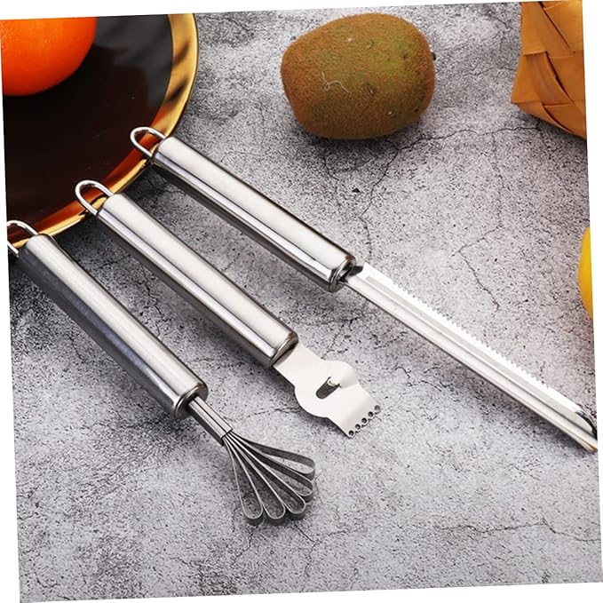 3-Piece Multi-Functional Grater Set Stainless Steel Lemon Zester Pineapple Grater Coconut Manual Kitchen Tool for Fruits and Vegetables for Baking and Cooking