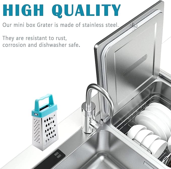 3Pcs Mini Cheese Grater, Professional Box Grater, Stainless Steel with 4 Sides, Small Box Graters for Kitchen Slicer Cheese/Ginger/Vegetable