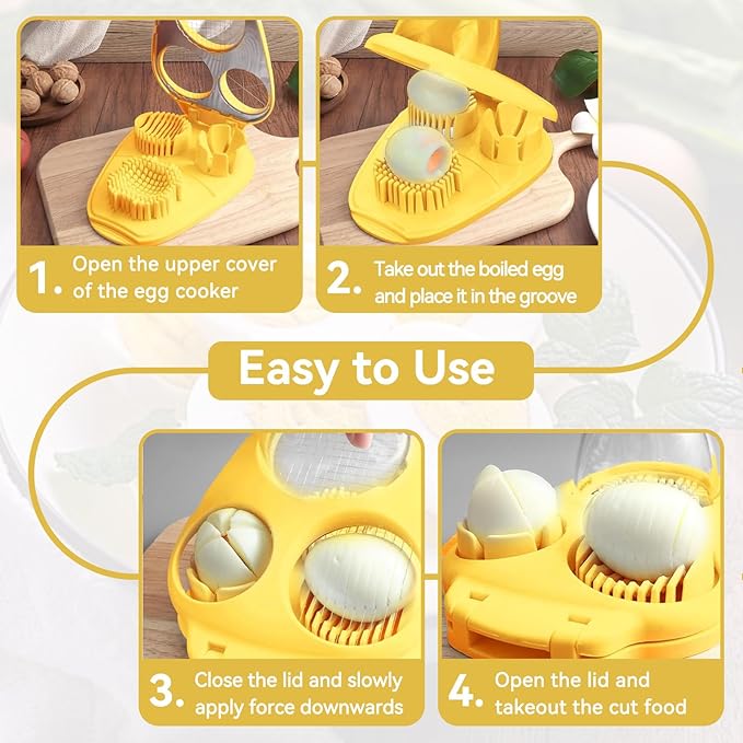 3 in 1 Egg Slicer for Hard Boiled Eggs, Egg Cutter with 3 Slicing Modes, Stainless Steel Dicer Kitchen Dicer Tool for Butter Mushroom Strawberry Cherry Tomato