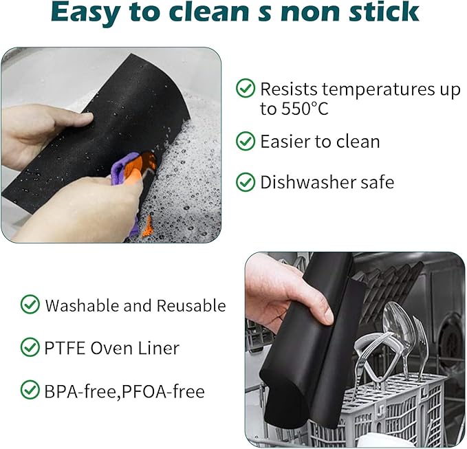 GWYSY Oven Liners for Bottom of Oven, 9.4"x8.7" Reusable Non-Stick Heat Resistant Baking Mat Teflon Sheets for Chefman 10QT Multifunctional Digital Air Fryer, 4 Pack