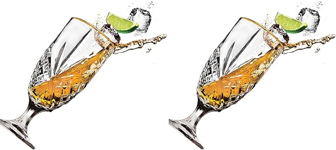 Godinger Iced Beverage Glasses, Gold Banded - Dublin Crystal, Set of 4 (Pack of 2)