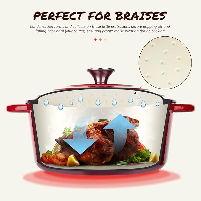 Overmont 5.5qt Enameled Dutch Oven + 3.8qt Braiser Combo