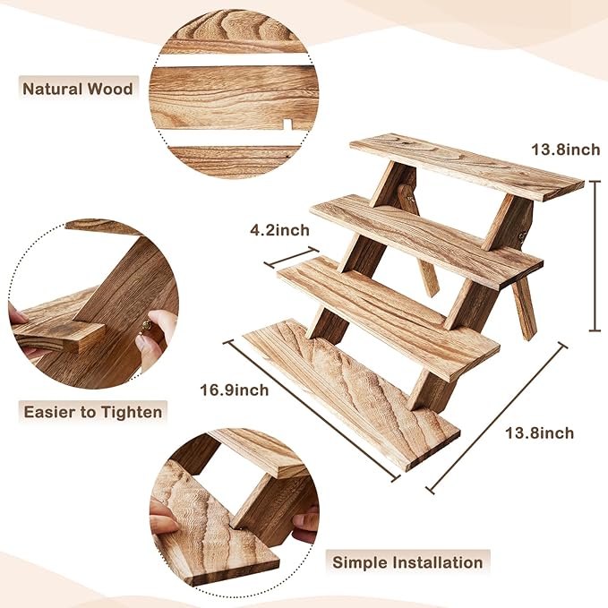 Wooden Cupcake Stand 4 Tier Wood Cupcake Stands Cupcake Holder Rustic Wood Cupcake Stand Wooden Display Stand