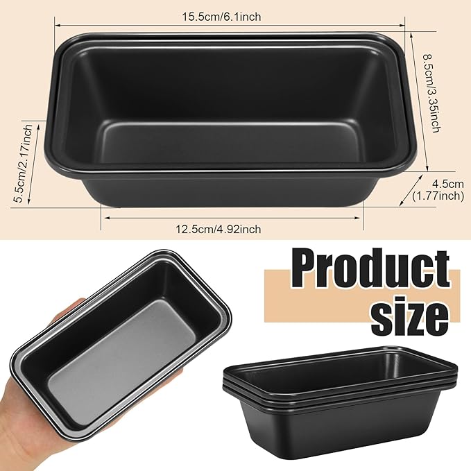 Uiifan 12 Pcs Mini Loaf Pan for Baking Bread Non Stick Small Banana Bread Tins Mini Loaf Pans for Nonstick Tiny Meatloaf Pan Carbon Steel for Oven and Baking (6 * 3.3 * 2inch,Gray)