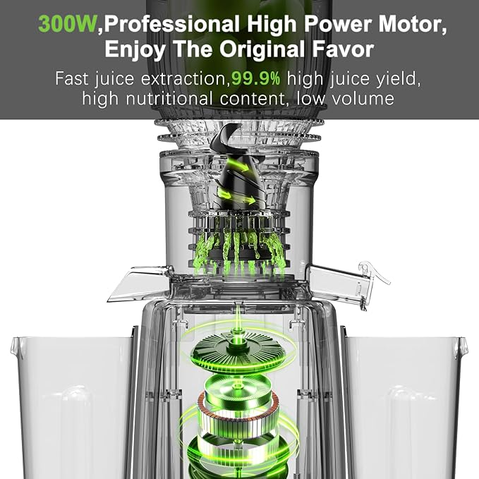 CKEMU Cold Press Juicer – 5.8" Extra-Wide Feed Chute | Max Nutrient Retention | Slow Masticating Juicer for Whole Fruits & Vegetables