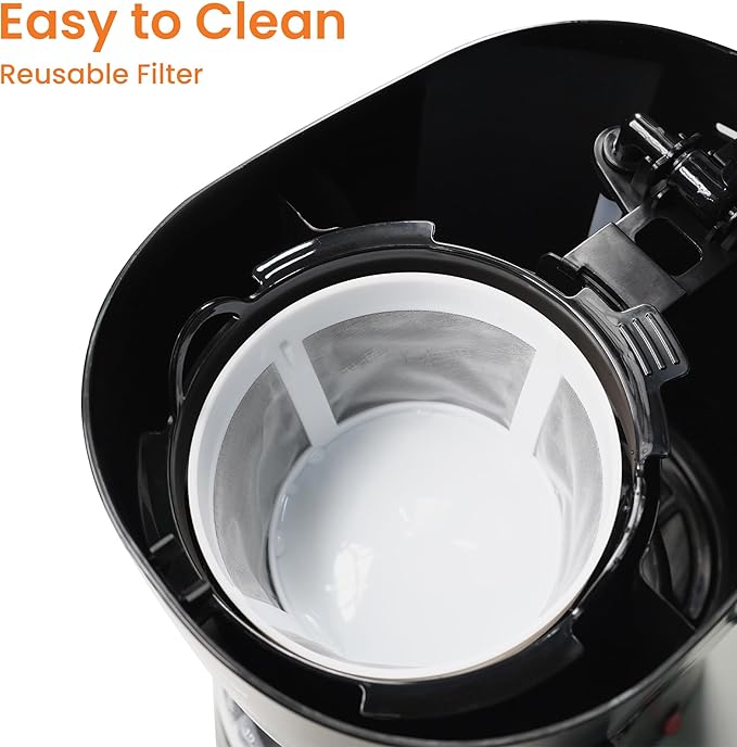 SuntNeew 12-Cup Coffee Maker, 1.5L Drip Coffee Machine with One-Touch Brewing, Glass Carafe, Anti-Drip System, Reusable Filter, Easy-to-Use Home & Office Coffee Brewer