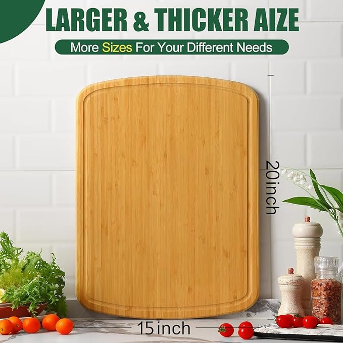 DYTesa Cutting Board, 20inch Bamboo Cutting Board, Bamboo Wooden Cutting Boards for Kitchen, Ideal Charcuterie & Chopping for Meat, Vegetables and Fruits Ideal Kitchen Gifts
