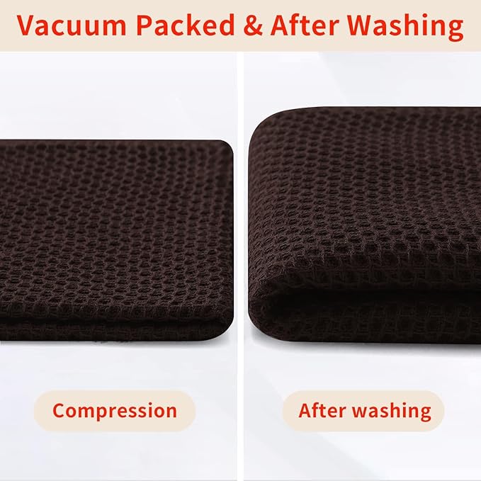 Homaxy 100% Cotton Waffle Weave Kitchen Dish Cloths, Ultra Soft Absorbent Quick Drying Dish Towels, 12 x 12 Inches, 8-Pack, Dark Brown