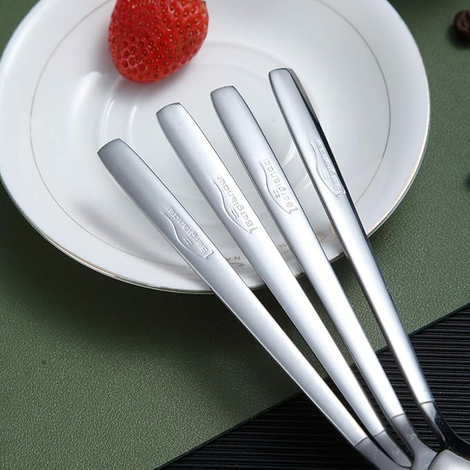 Berglander Dinner Spoon of 12, Stainless Steel Soup Spoons Silverware, Shiny Modern Soup Spoon Table Spoons Set Dishwasher Safe