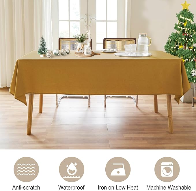 AUSSPVOCT Textured Tablecloth Round 54 Inch Waterproof Spill-Proof Wipeable Table Cloth Round Cover Wrinkle Free Circle Dining Tablecloths for Birthday Farmhouse Outdoor Party up to 38'' Dia Tables