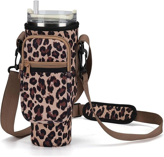 Water Bottle Carrier Bag for Stanley 40/30 oz Tumbler with Phone Pocket Neoprene Water Bottle Holder with Shoulder & Handheld Strap Stanley Cup Accessories