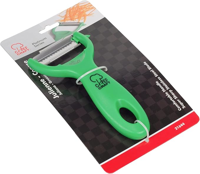 Chef Craft Classic Stainless Steel Blade with Plastic Handle Julienne Course Grater, 5.5 inch, Green