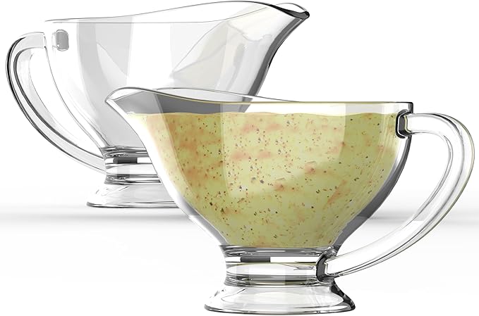 KR. LIF 2 Pack Glass Gravy Boat - Crystal Sense of Reality, Sturdy and Easy-Clean