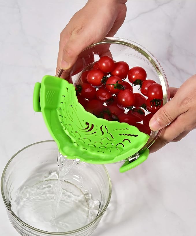 Strain Pot Strainer and Pasta Strainer - Adjustable Silicone Clip On Food Strainers for Pots, Pans, and Bowls - Kitchen Drainer Colander