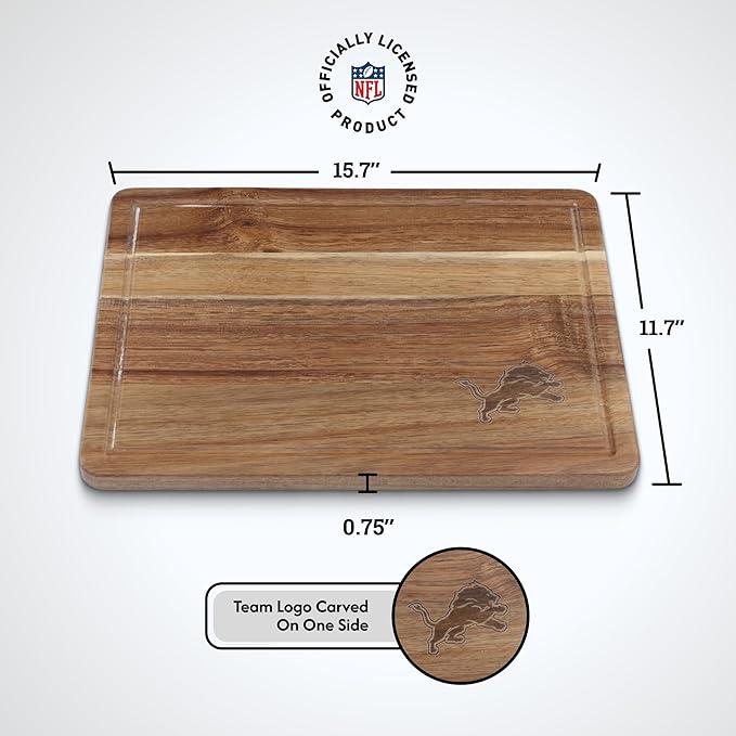 The Memory Company Officially Licensed NFL Acacia Cutting Board – 11.7" x 15.7" Durable Wood Chopping & Serving Board with Team Logo