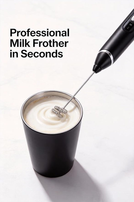 Handheld Milk Frother Wand for Coffee，Rechargeable Drink Mixer, 30dB Ultra Quiet with 3 Adjustable Speeds & 3 Whisks For Cappuccino, Hot Chocolate, Egg，Protein powder