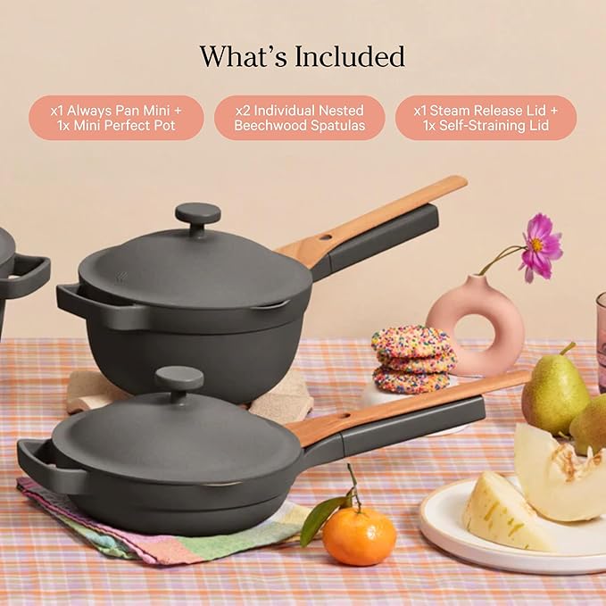 Our Place Mini Cookware Duo | 6-Piece Ceramic Cookware Set with Mini Always Pan & Mini Perfect Pot | Induction & Oven Safe up to 450°F | Nonstick, PFAS-Free Non-Toxic Cookware | Sage