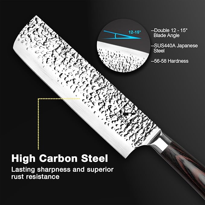 imarku Nakiri Knife,7 Inch High Carbon Stainless Steel Japanese Chef Knife,Razor Sharp Chopping Vegetable and Meat Cleaver Kitchen Knife with Ergonomic Handle,Birthday Gifts for Women and Men