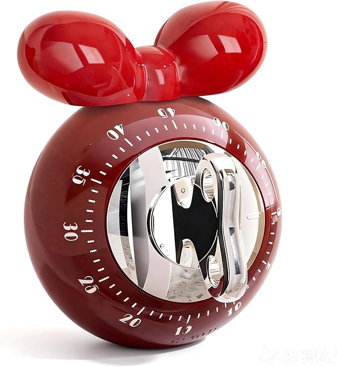 Cooking Timers for Kitchen, Mechanical Kitchen Timer for Cooking Cute with Loud Alarm, No Batteries Required, Magnetic Back of Cute Kitchen Timer for Classroom, Home, Study and Cooking (Red)