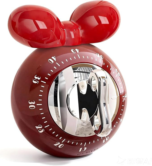 Cooking Timers for Kitchen, Mechanical Kitchen Timer for Cooking Cute with Loud Alarm, No Batteries Required, Magnetic Back of Cute Kitchen Timer for Classroom, Home, Study and Cooking (Red)
