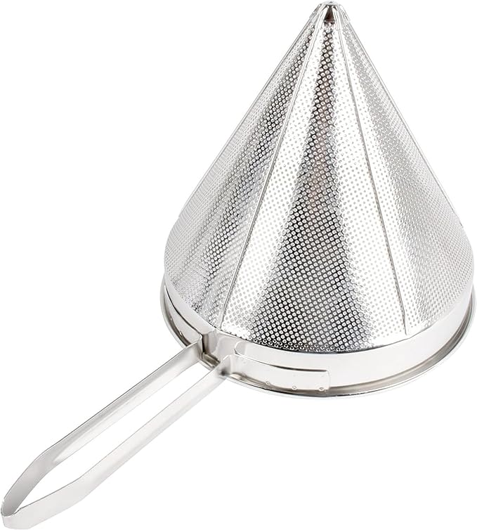 Soro Essentials- 12" Stainless Steel China Cap Strainer Coarse Mesh- Cone Shaped Strainer Food Strainers Juice Strainers Kitchen Tools Food for Straining Seeds Beans Sauces Home Kitchen