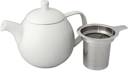 FORLIFE Curve Teapot with Infuser, 24-Ounce, White